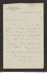 Nachlass Franz Steindachner, Brief von David Starr Jordan an Franz Steindachner (06.12.1895), Inv.Nr. 259.12, Seite 1